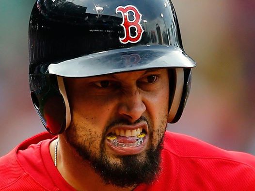 photo of shane victorino wearing and under armour mouthpiece